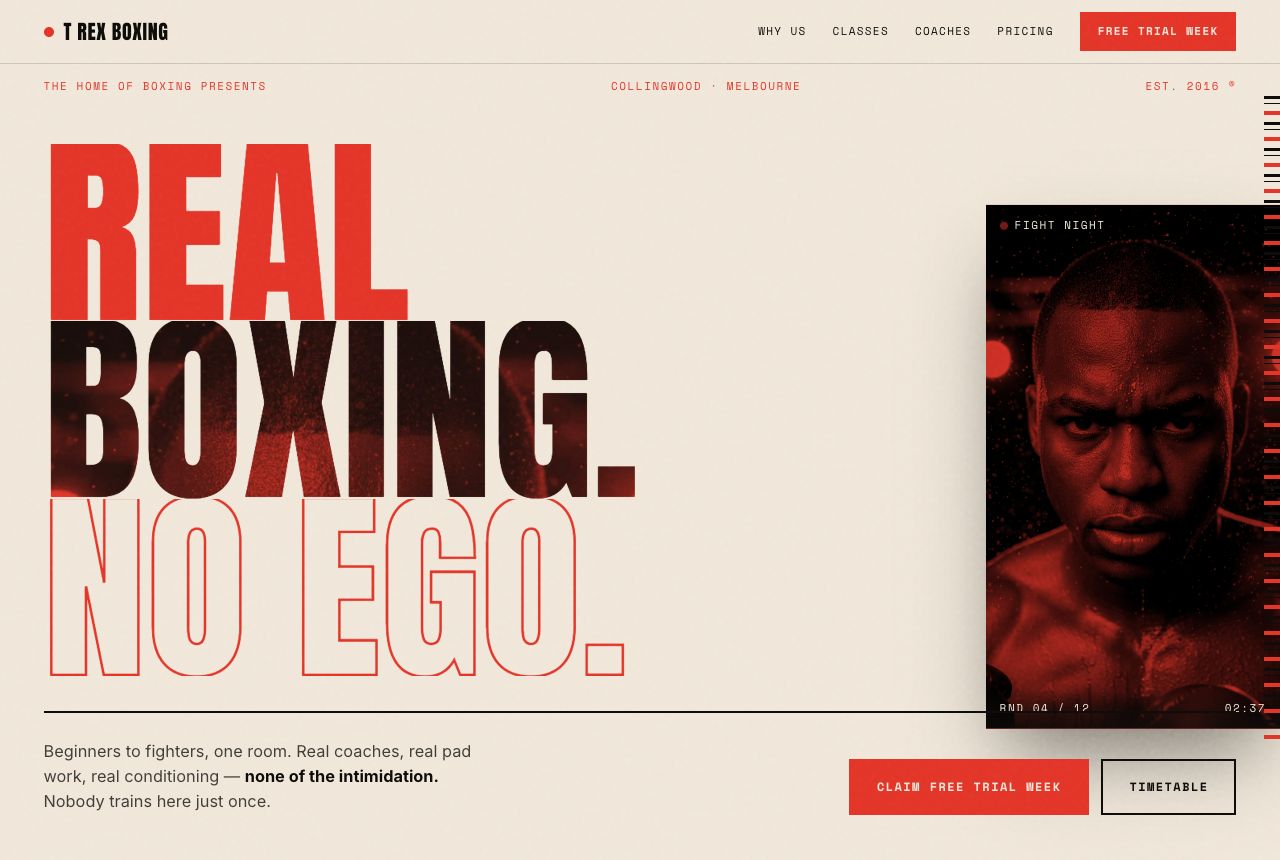 T Rex Boxing — concept site