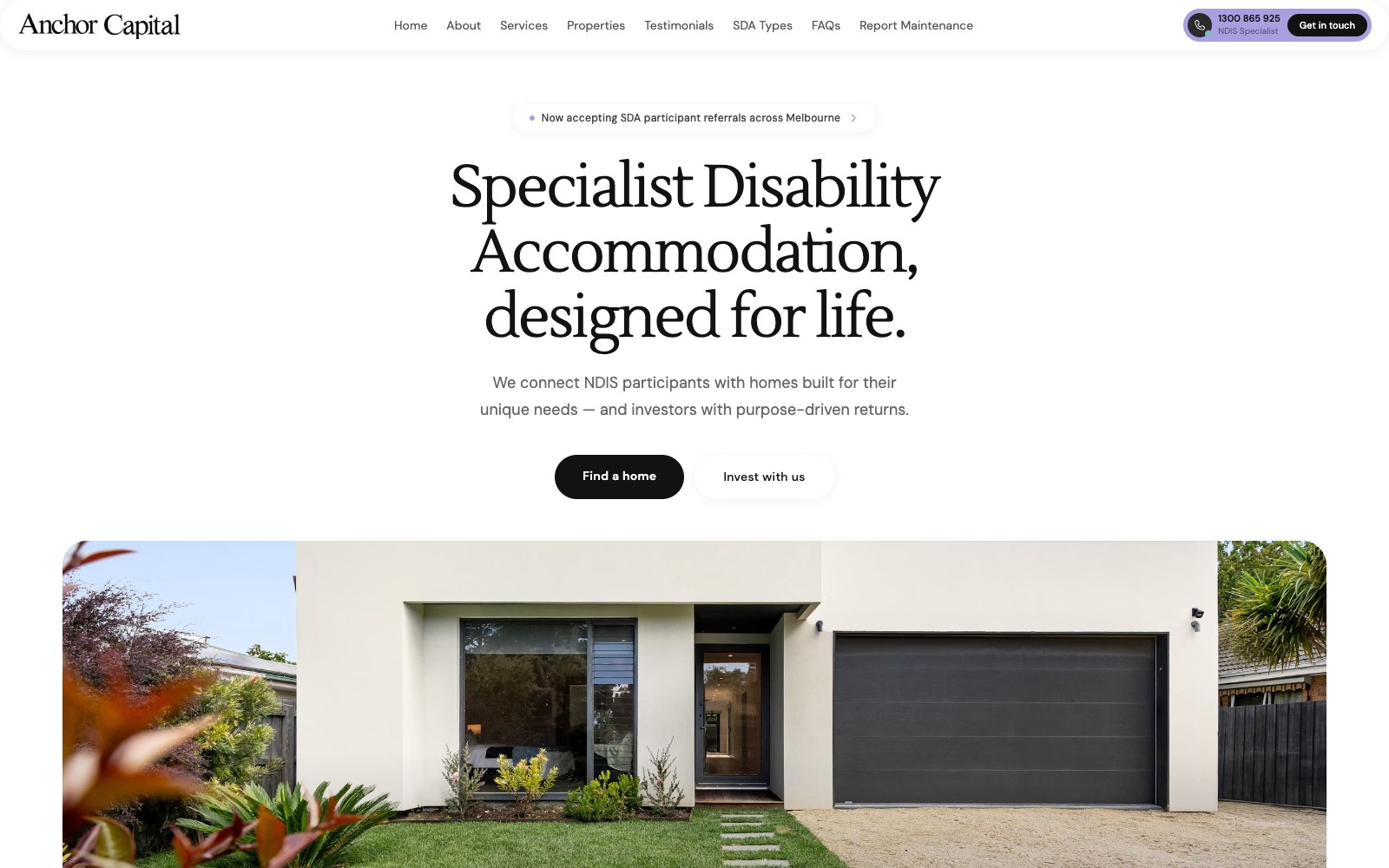 Anchor Capital — NDIS housing website