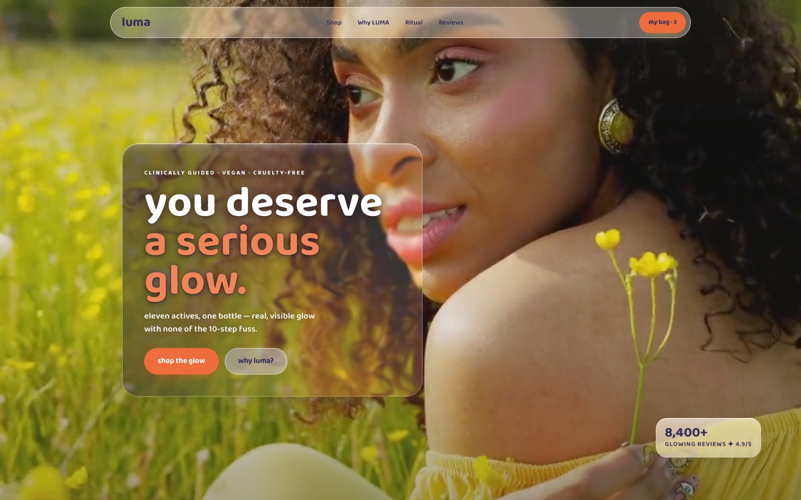 LUMA — skincare landing page